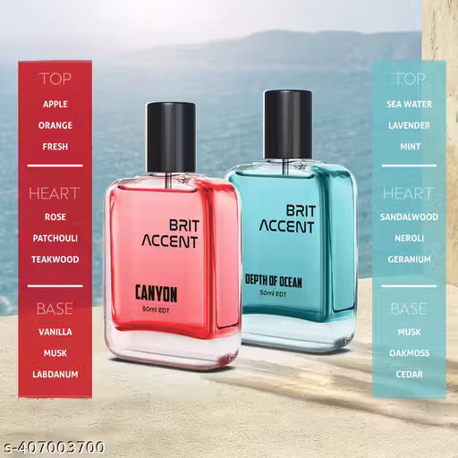 BRIT ACCENT Combo Pack |Depth Of Ocean-Canyon|Parfum|Long-Lasting|Specially Currated|  100ml at 204 Rs